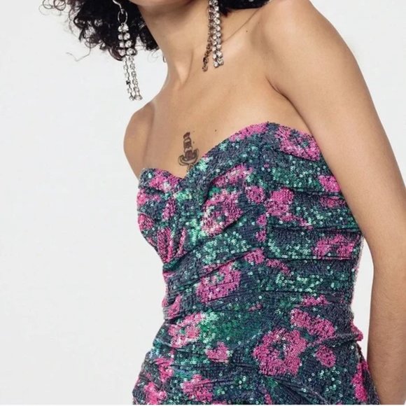 For Love & Lemons Pauline Sequin Strapless Dress - Picture 4 of 6